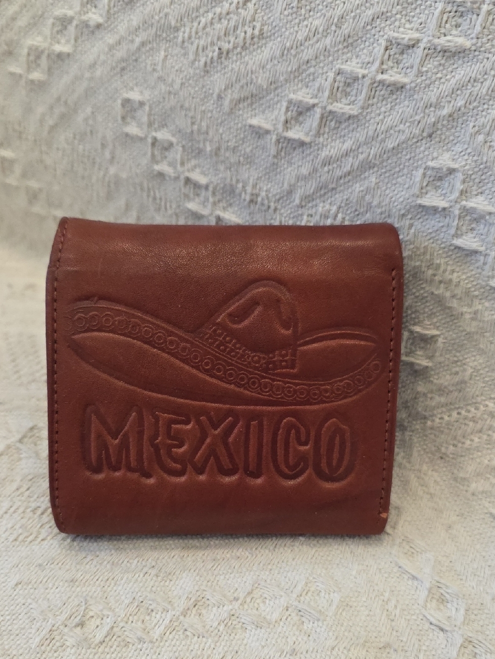 Brown Leather 'Mexico' Trifold Wallet